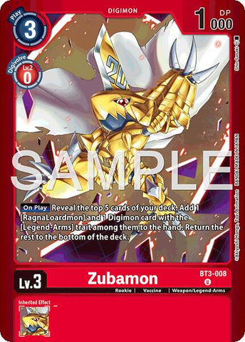 Zubamon [BT3-008] (Limited Card Pack -Billion Bullet-) [Limited Card Pack -Billion Bullet-]