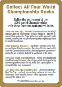 2001 World Championship Advertisement Card [World Championship Decks]
